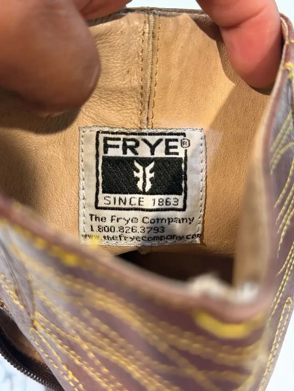 Frye Youth Leather Western Cowboy Boots Brown Size 3.5